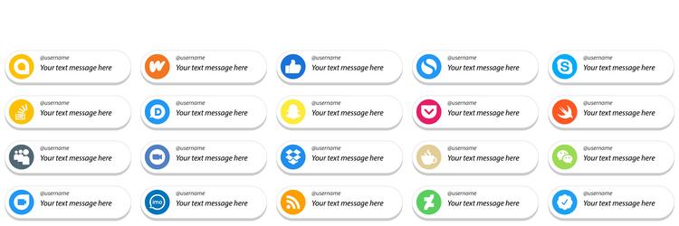 card style follow me icons with custom message vector image