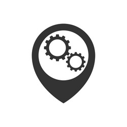 map pointer with gears inside icon vector