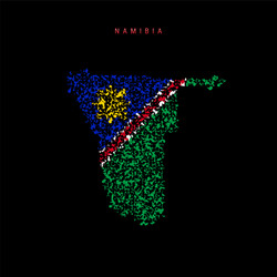 Namibia flag map chaotic particles pattern vector