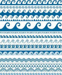 Seamless blue wave line pattern Royalty Free Vector Image