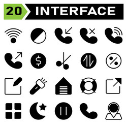 user interface icon set include connection vector image