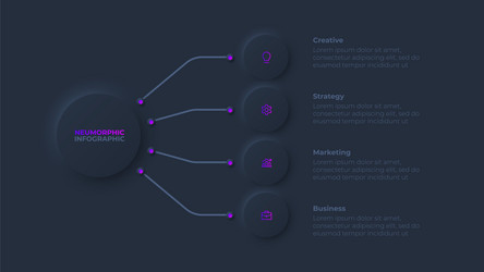 Neumorphic infographic flowchart design template Vector Image