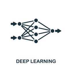 Deep learning icon monochrome simple line data vector