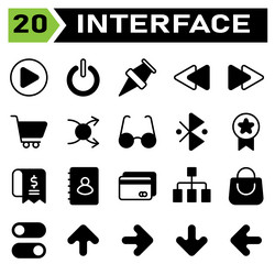 User interface icon set include play button vector