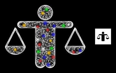 Network web mesh judge compare icon with colorful vector