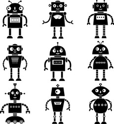 Robot Silhouettes - Collection vector image