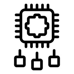 computer chip managing three devices using vector image