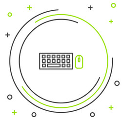 line computer keyboard and mouse icon isolated vector image