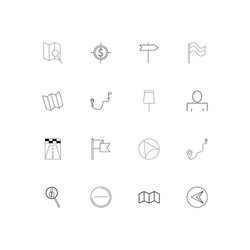 maps and navigation linear thin icons set vector image