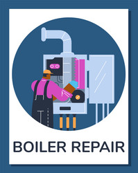 Boiler repair concept poster with text vector