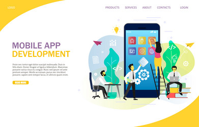 Mobile app development landing page website vector