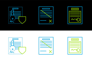 Set line filled form document with key vector