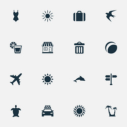 set of simple beach icons vector image