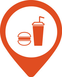 map pointer with fast food icon isolated vector image