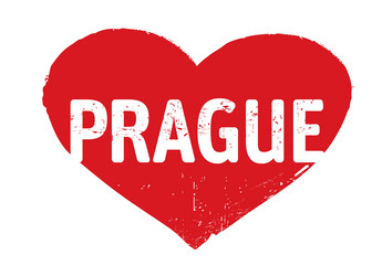 red grunge heart stamp i love prague outline vector