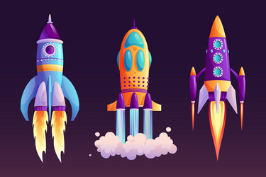 Rocket launching spaceship in space Royalty Free Vector