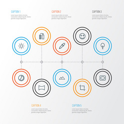 Image icons line style set with accelerated tree vector