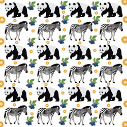panda zebra with fruit as a pattern background vector image