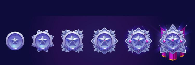 Set of military game progress badges vector