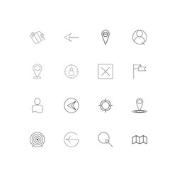 Maps and navigation linear thin icons set vector