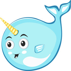 Narwhal cute character in cartoon style drawing vector