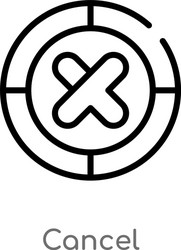 Outline cancel icon isolated black simple line vector
