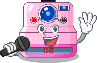 Singing instant camera in a shape character vector