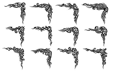 tribal maori corner tattoo celtic decorations set Vector Image