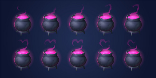 cauldron with potion motion sequence animation vector image
