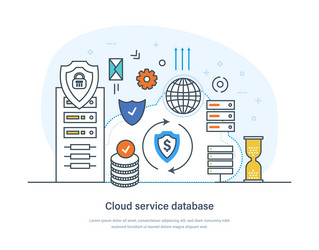 cloud service database network computing vector image