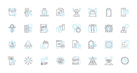 data analysis linear icons set insights metrics vector