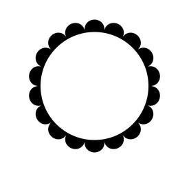 scalloped edge circle frame simple round vector image