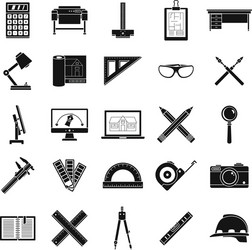 architect tool icons set simple style vector