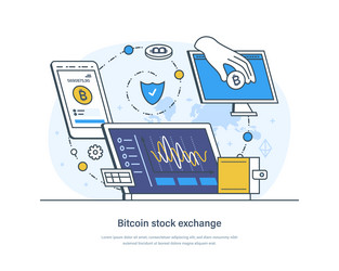 Cryptocurrency investing platform trade exchange vector