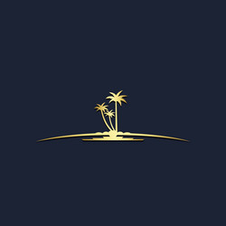 Tropic beach sunset travel gold logo Royalty Free Vector