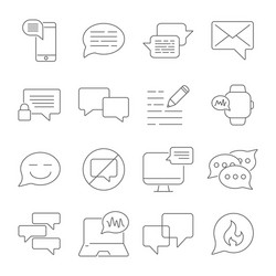 messages and chats line icons set dialog vector