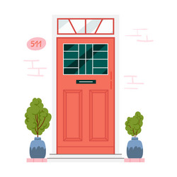 retro vintage red door for home apartment isolated vector