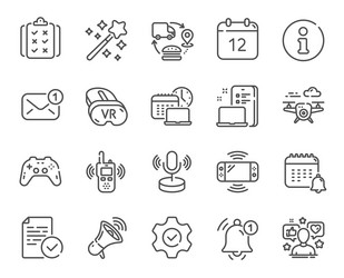 Tech line icons game console joystick gamepad vector