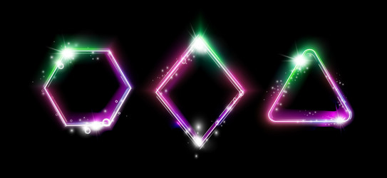 magic neon frame realistic triangular shapes vector image