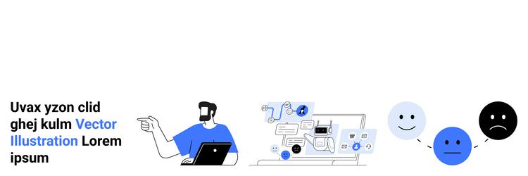man explaining analytics dashboard with chat vector image