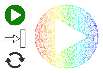 Spectral gradient net mesh play button icon vector