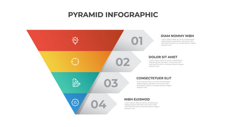 4 points pyramid list diagram triangle vector image