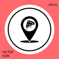 black map pointer with fast food slice pizza icon vector image