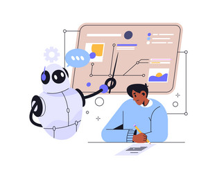 design for online learn ai study concept vector image