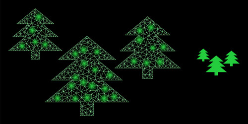 fir tree forest - bright web network with glare vector image