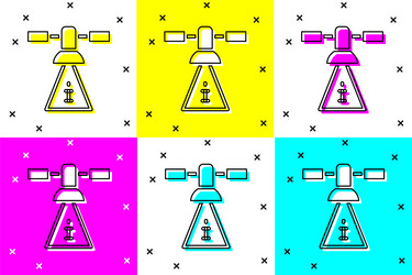 Set satellite icon isolated on color background vector