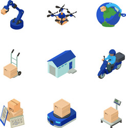 Deliver mail icons set isometric style vector