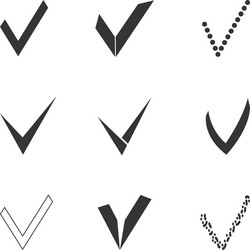 Set of different grey and white check marks vector