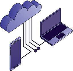 cloud computing with smartphone and computer vector image
