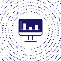 Blue computer monitor with graph chart icon vector